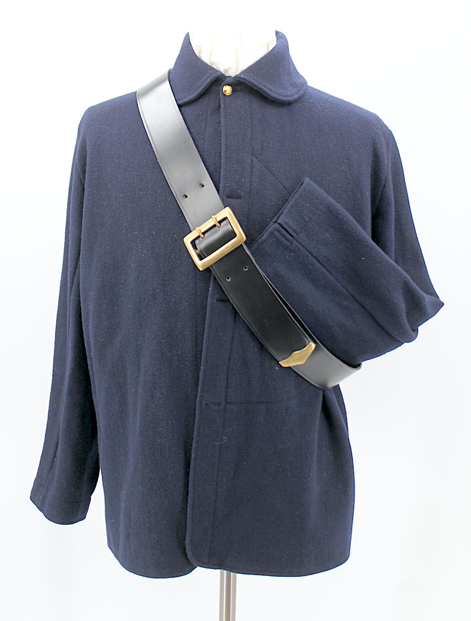 Black Leather Cavalry Carbine Sling with Clip