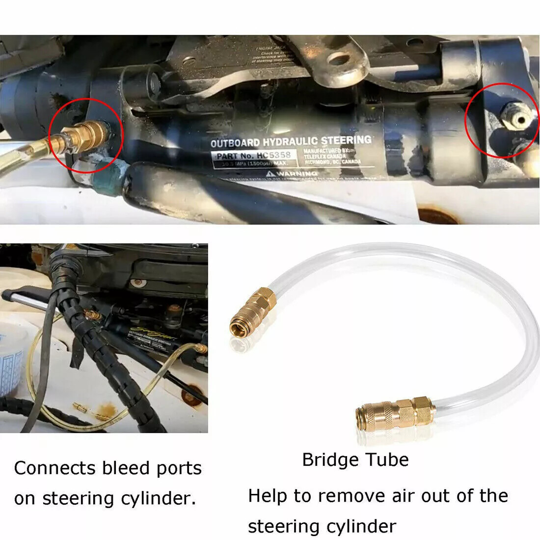 Front Mount Hydraulic Steering Cylinder Seal Kit Bleed Kit for SeaStar HC5345