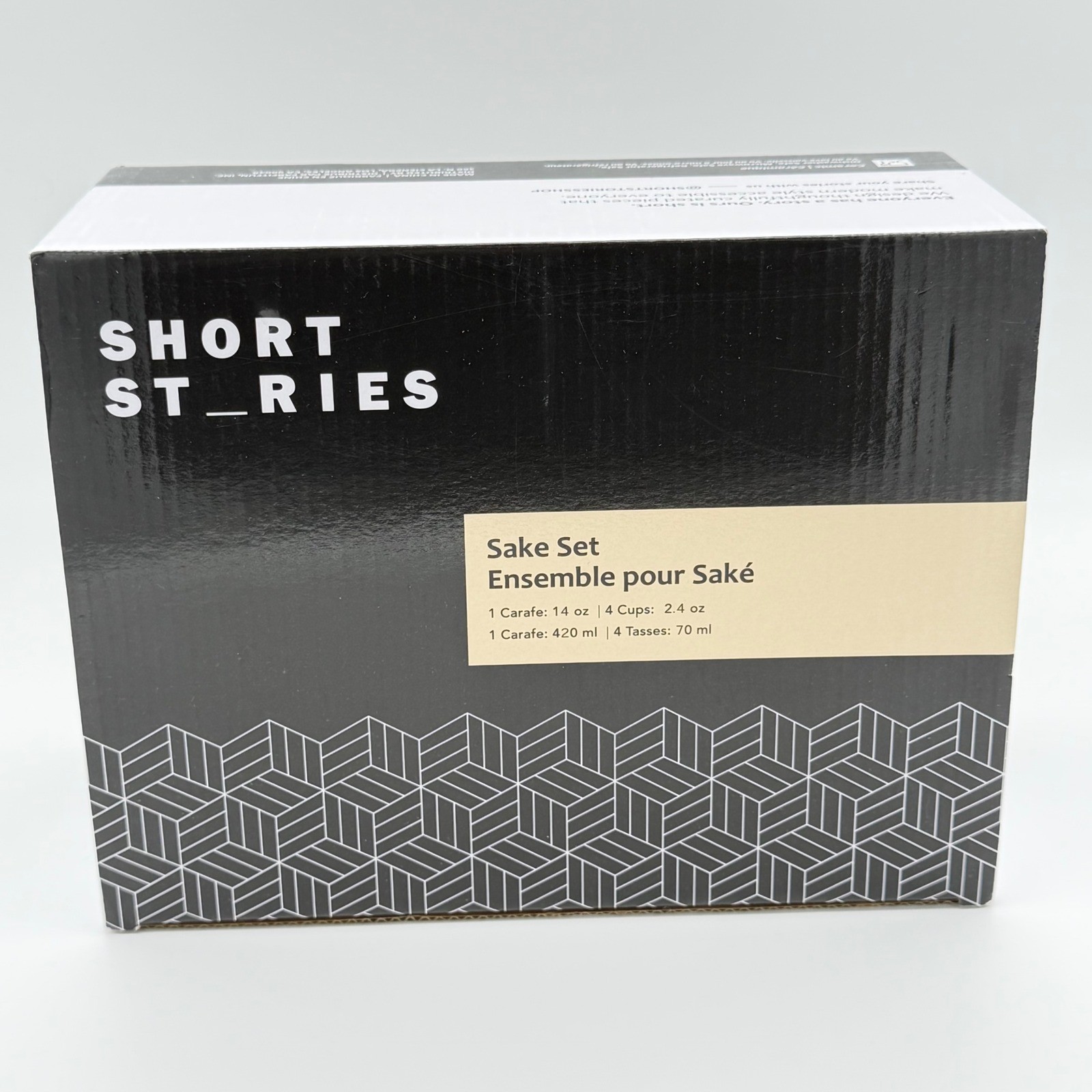 Short Stories Sake Set Carafe & 4 Cups Ceramic 14oz Modern Geometric