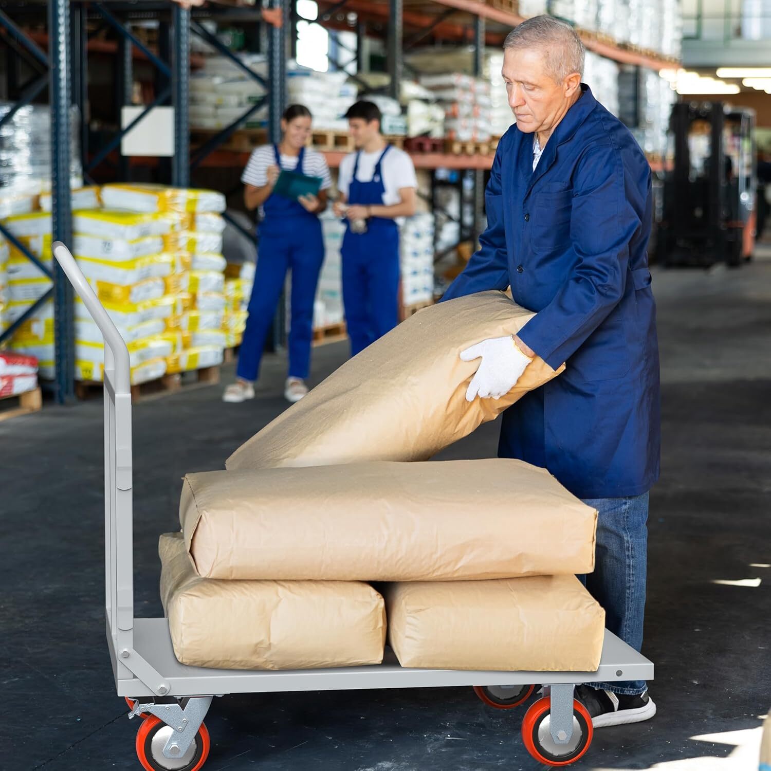 Platform Truck Cart W/Cage Foldable Flatbed Cart for Grocery & Warehouse 2000LBS