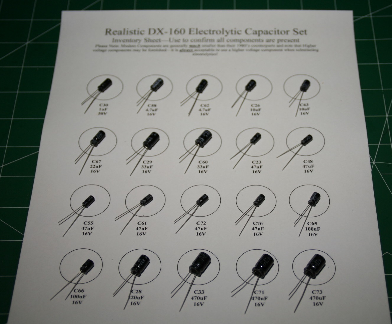 Realistic DX-160  Electrolytic Capacitor rE-Cap Kit - Premium Kit+5 Transistors