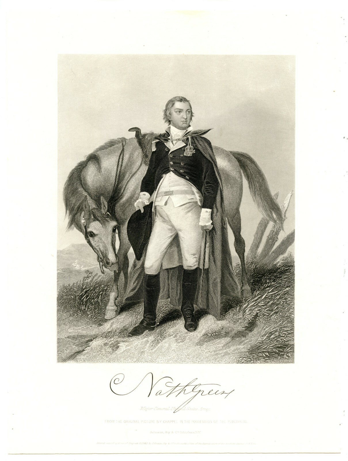 NATHANAEL GREENE, Revolutionary War General/Continental Army, Engraving 09847