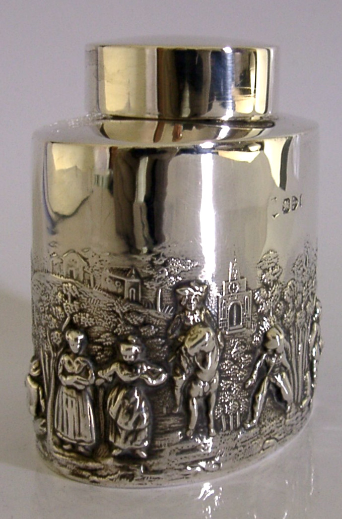 BEAUTIFUL CHESTER 1899 VICTORIAN SOLID STERLING SILVER TEA CADDY BOX ANTIQUE