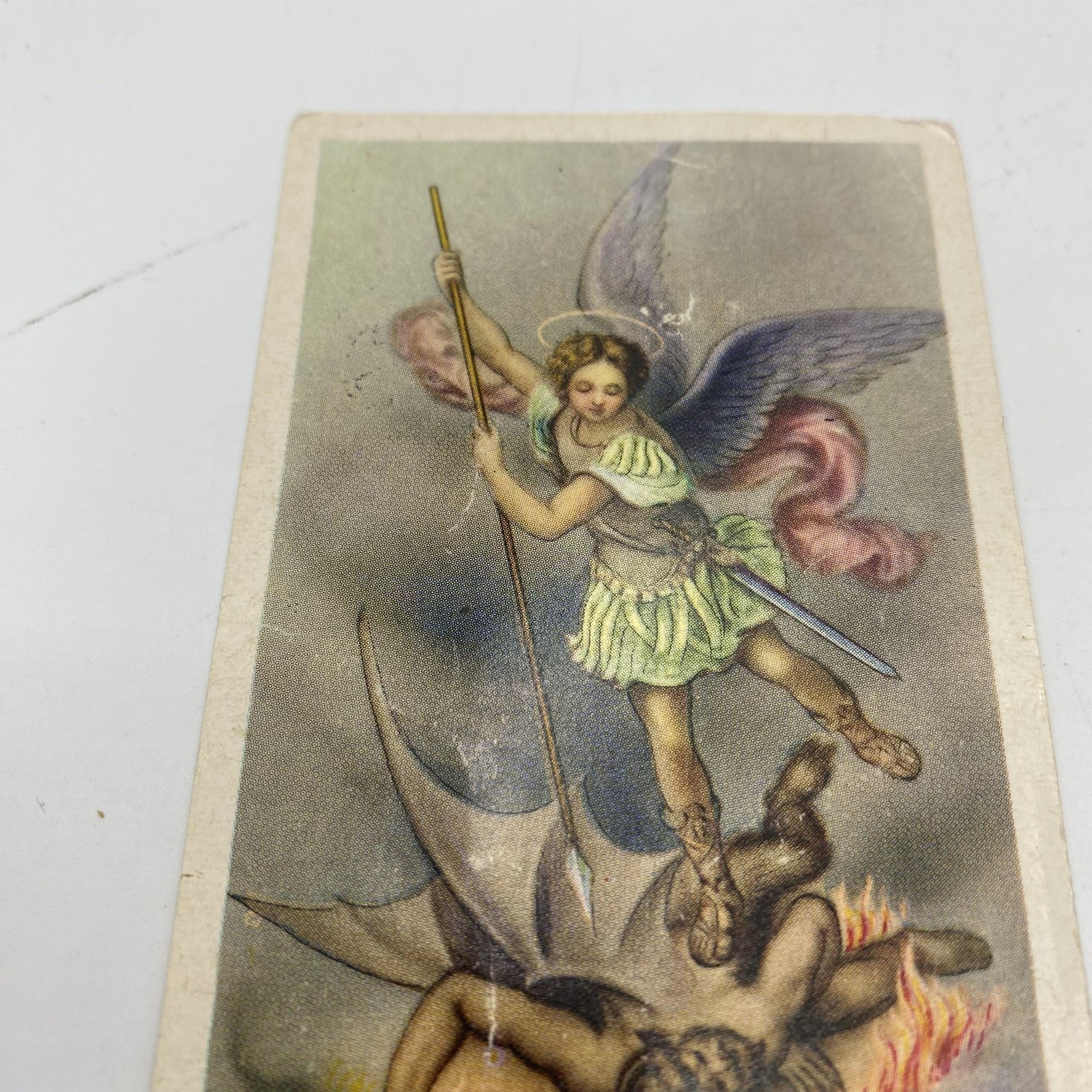 Vintage St Michael Archangel Catholic Holy Card Prayer Printed In Italy