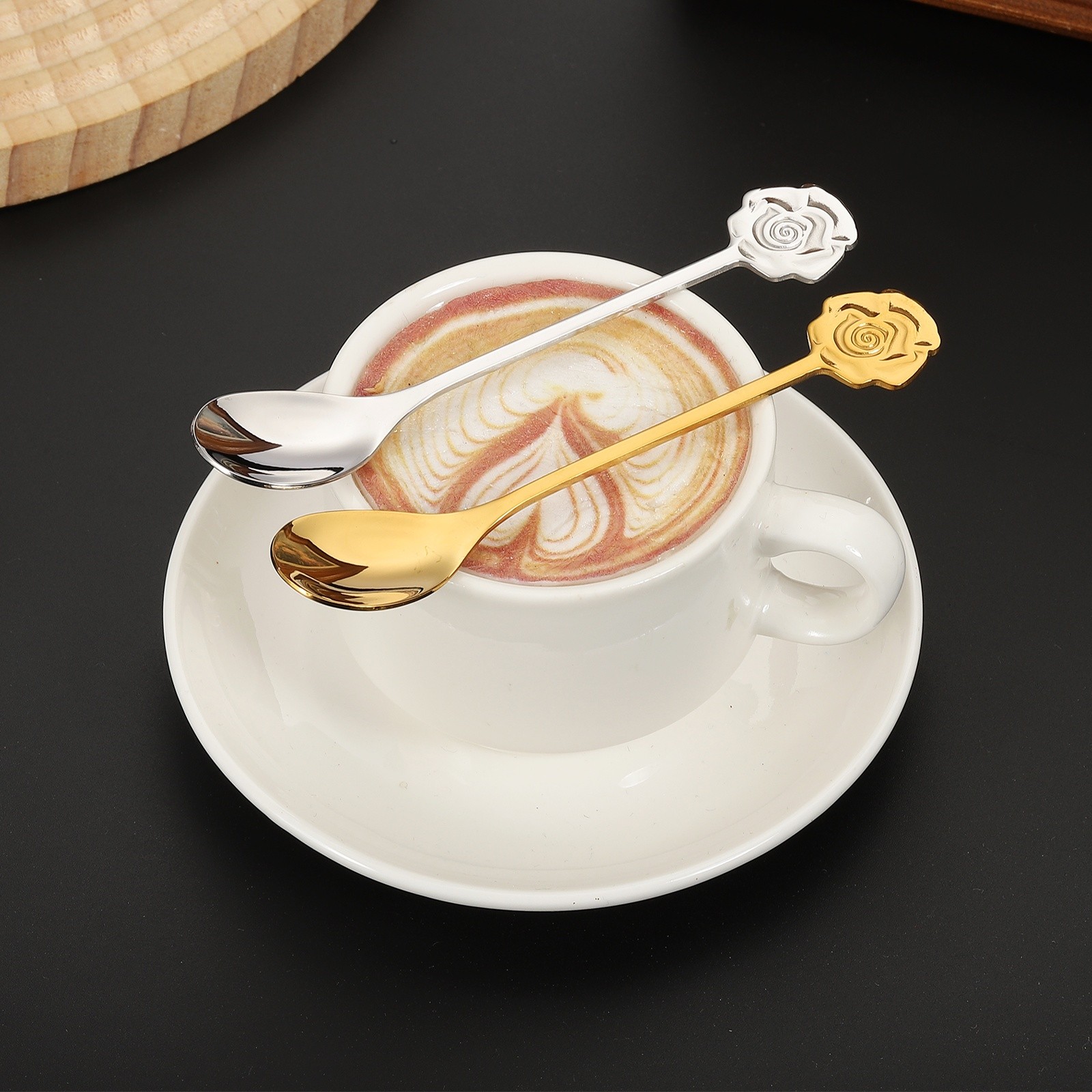 4pcs Coffee Spoons, Rose Tea Spoons Stainless Steel, Gold