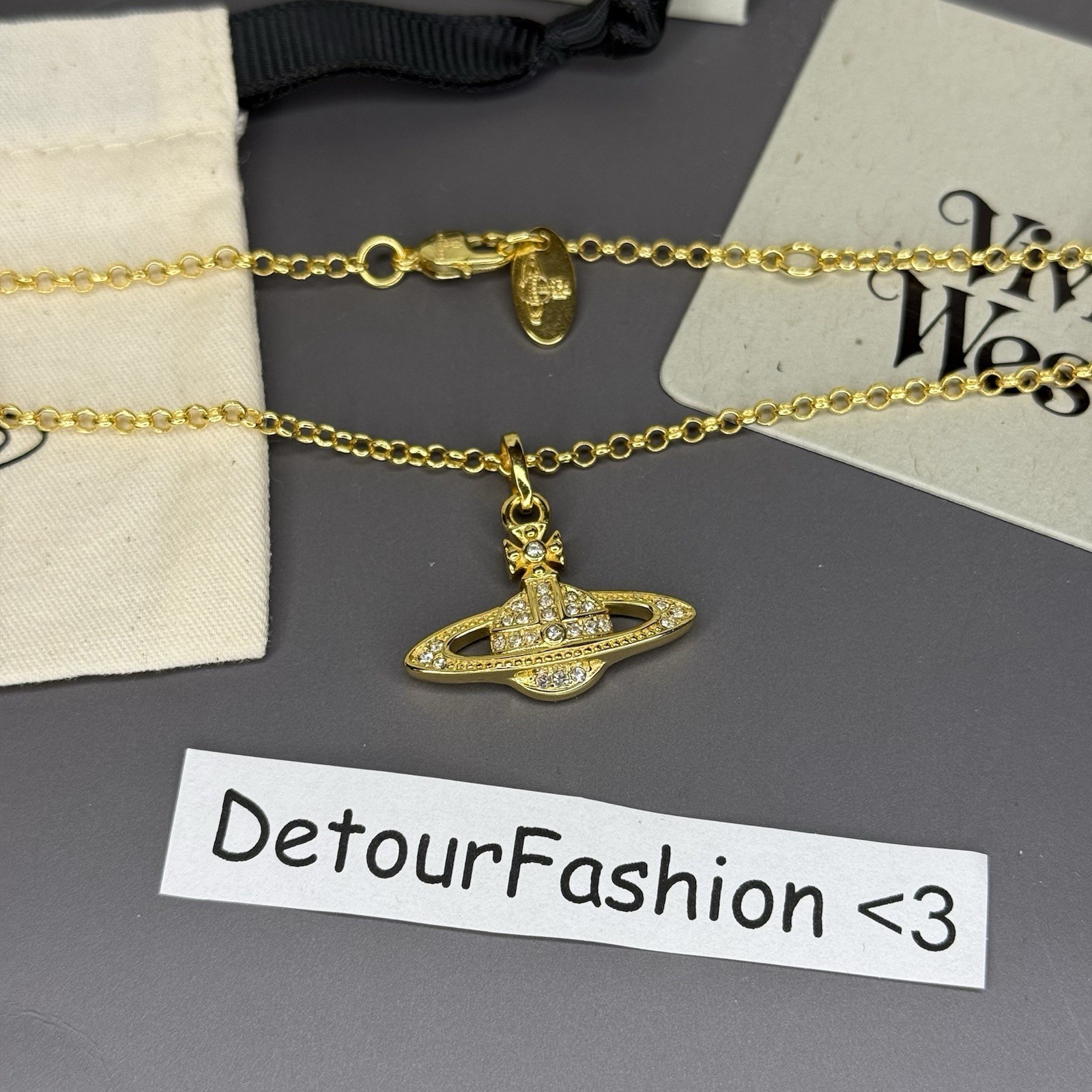 Vivienne Westwood Gold Mini Bas Relief Necklace WITH BOX