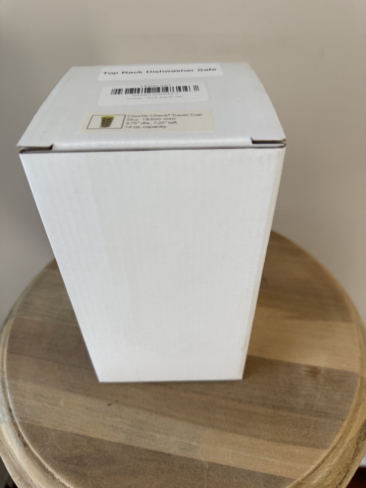 Retired Mackenzie Childs Courtly Check Porcelain Travel Mug New In Box