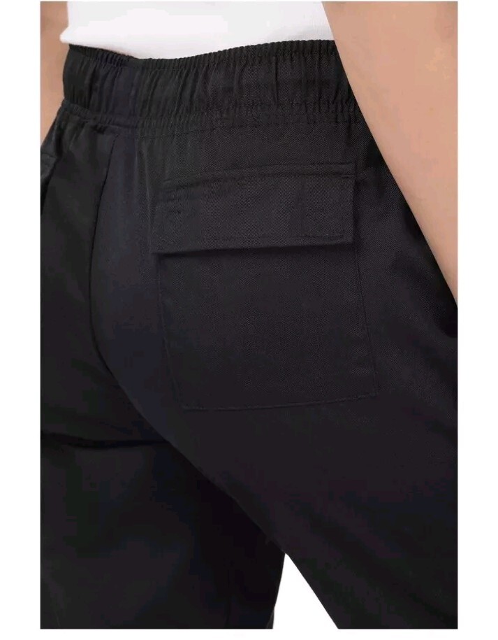 Chef Works Womens L Cargo Chef Pants Black Straight Leg Pull On CP-WO-BLK-L NWT