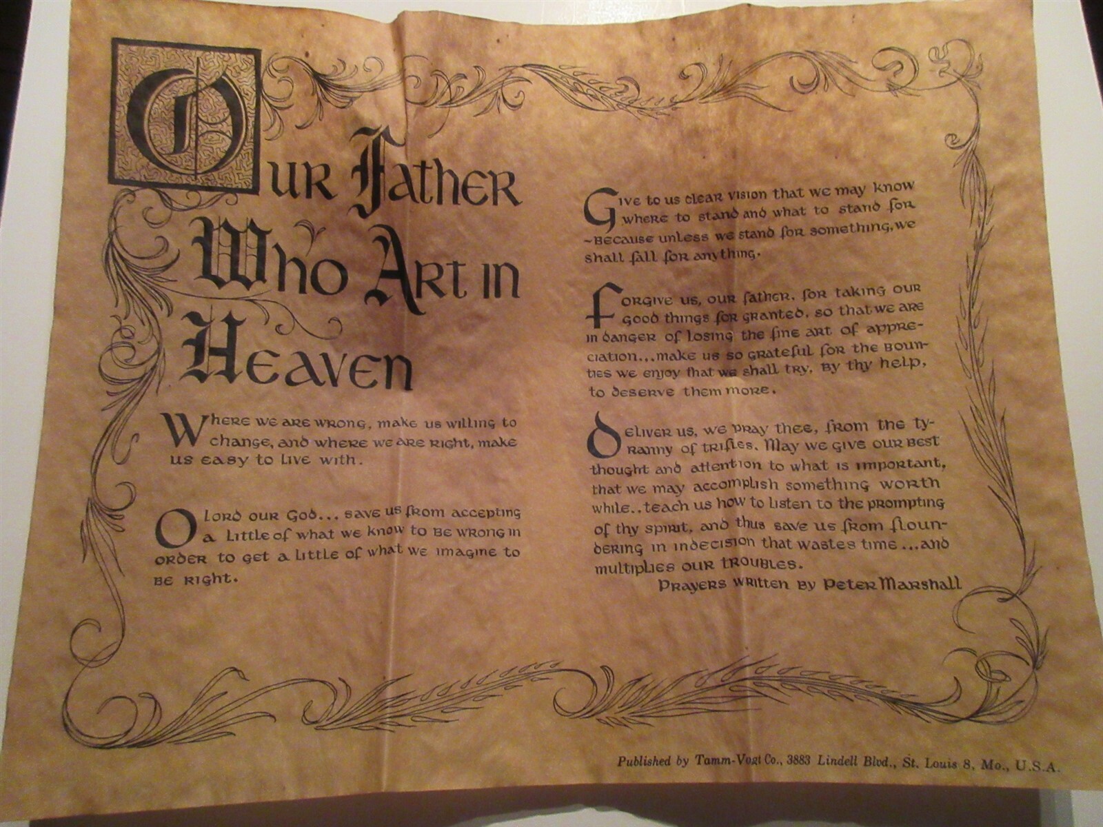 1963 Historical Document Collection Our Father Who Art In Heaven with envelope