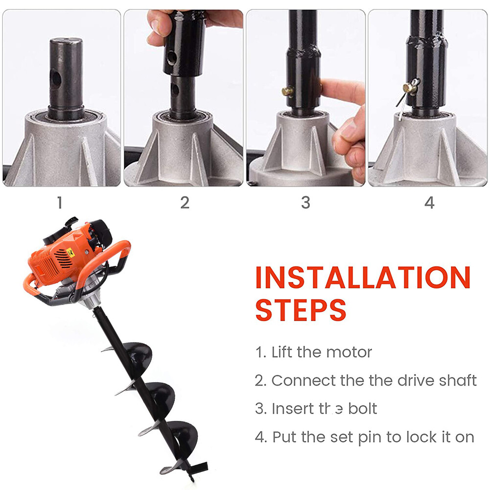 85CC Gas Post Hole Digger Kit with 3 Augers and 2 Extensions