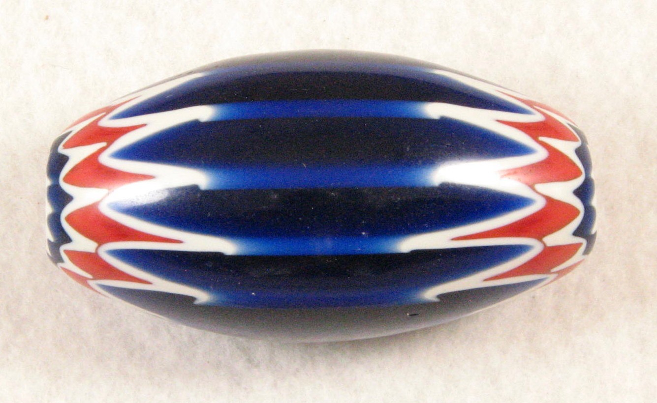 Huge Six Layer Blue Chevron Bead 27 by 49 mm