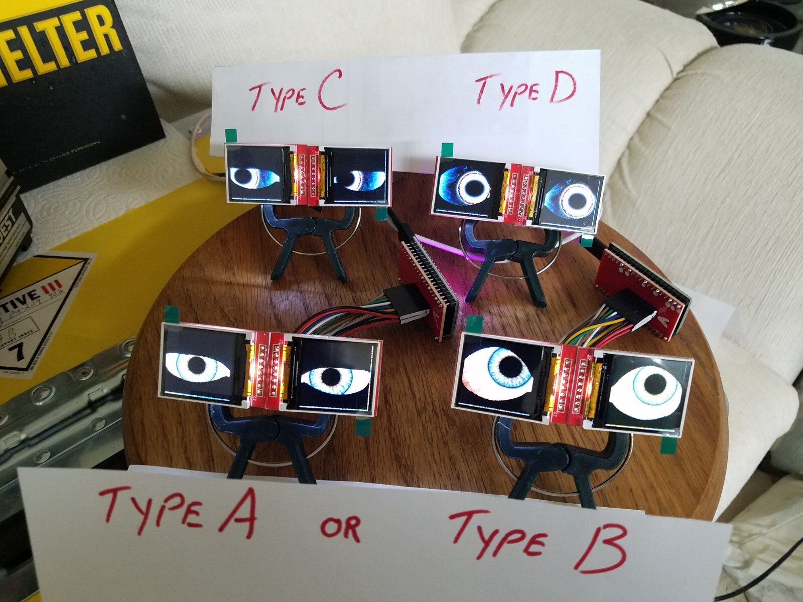 Animated eyes (1 pair) for Props ETC, based on Adafruit's  Uncanny Eyes, ESP32