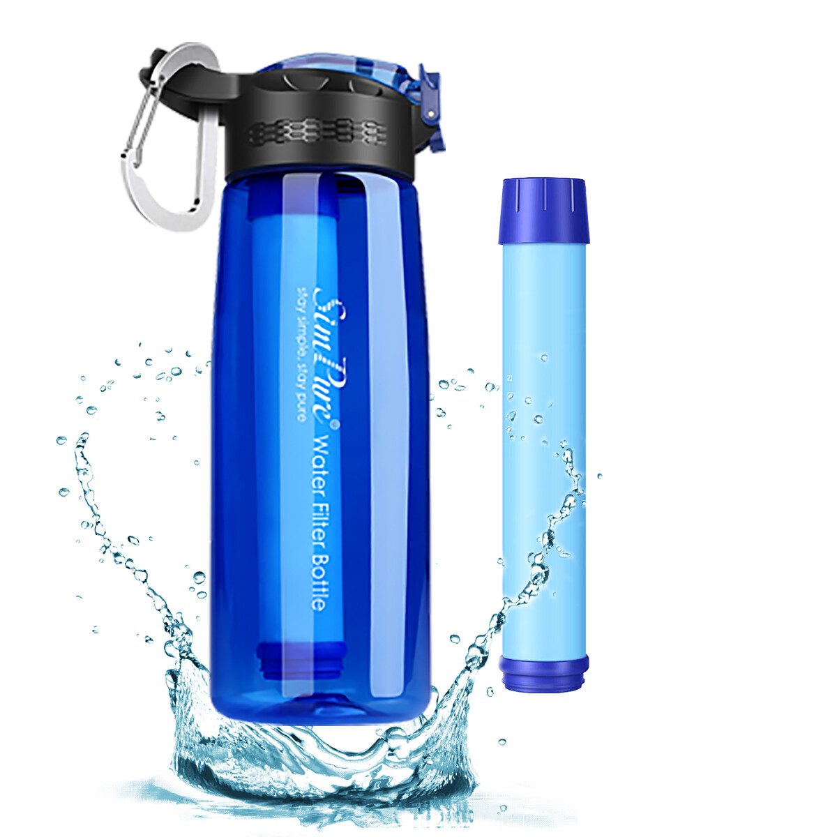 Water Filter Bottle|Personal Water Filter Straw|0.1μm Ultra-Filtration 4-Stage