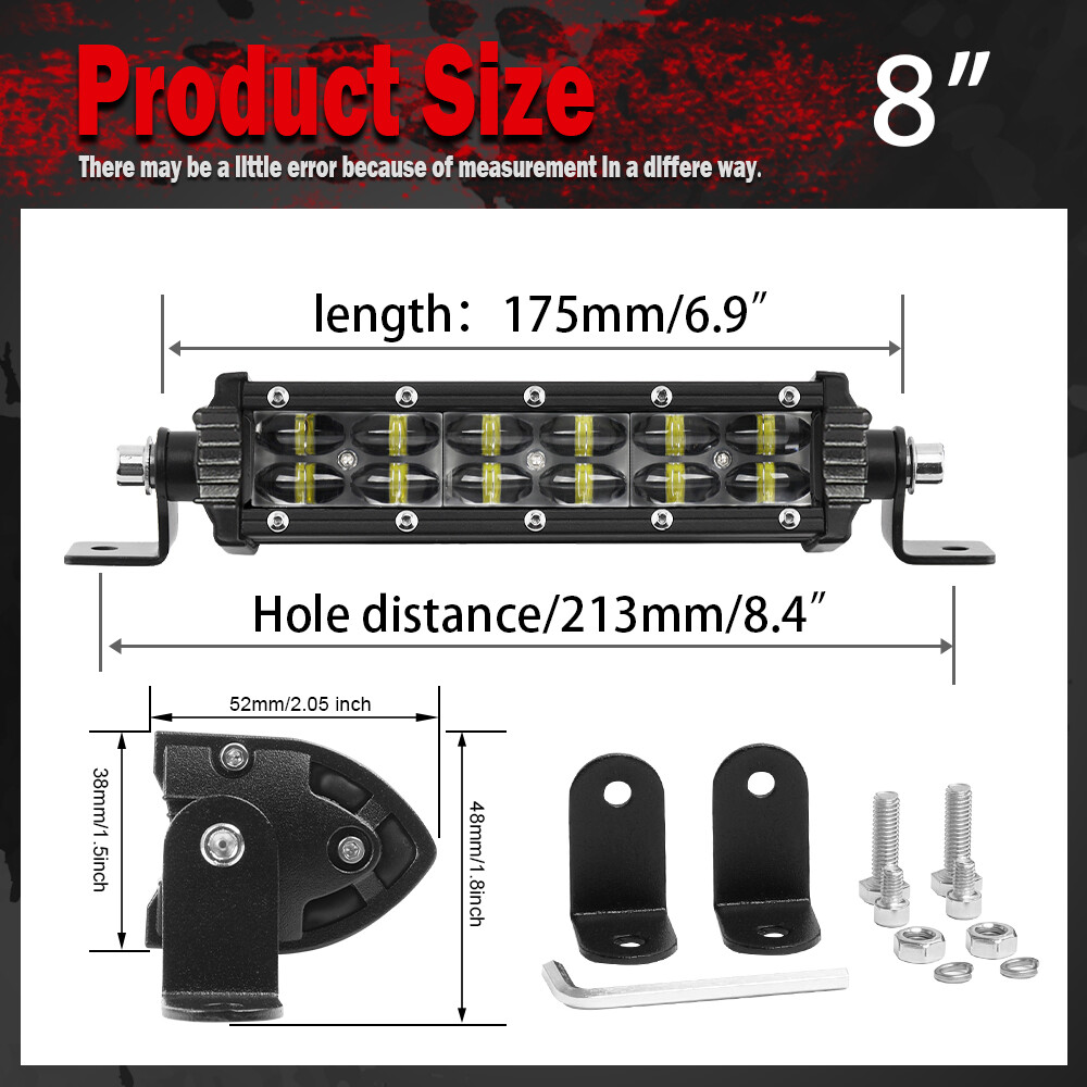 Roof 8/14/22/32/42/52'' LED Light Bar Flood Spot Driving For Jeep Truck SUV 4WD