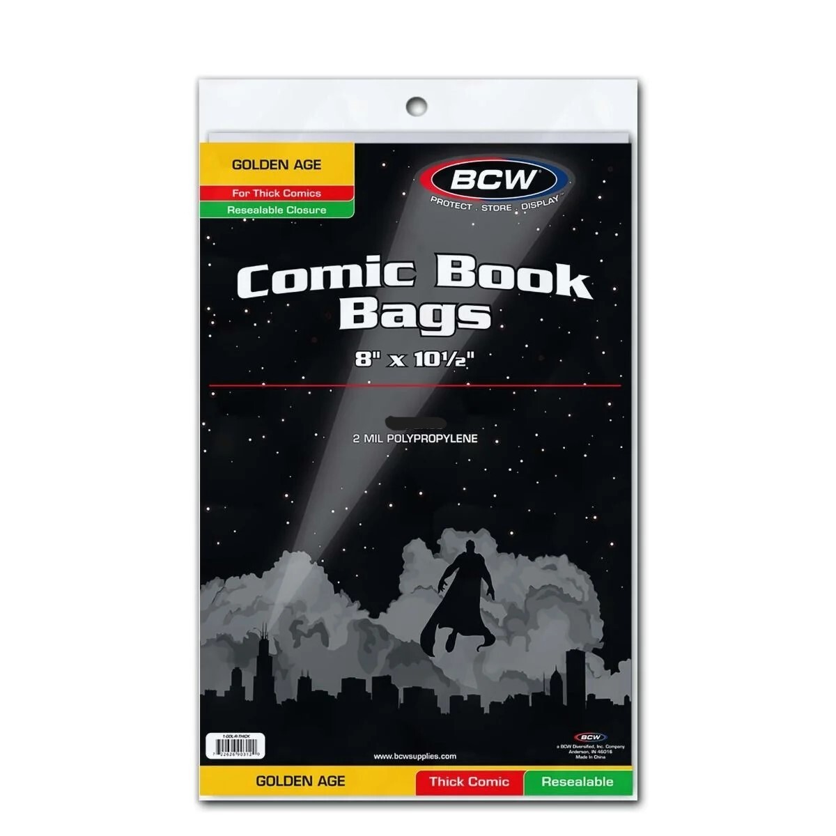 New (15 ct) BCW Golden Age Resealable Thick Comic Book Bag & Backing Boards