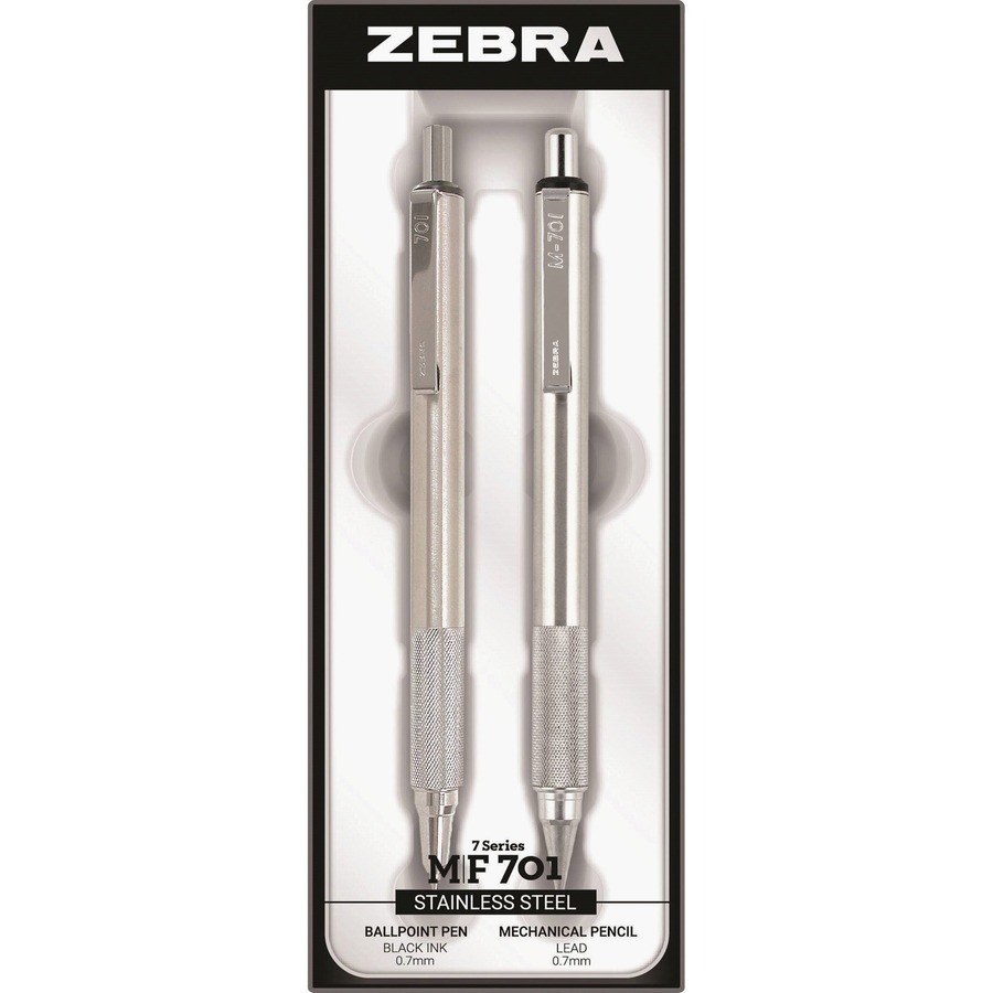Zebra STEEL 7 Series M/F 701 Mechanical Pencil & Ballpoint Pen Set - 0.7 mm Pen