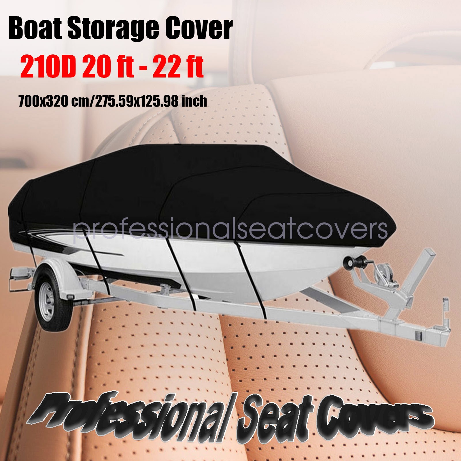 Waterproof Boat Cover Fishing Ski V-Hull Runabouts Dust UV Resistant 20' 21' 22'