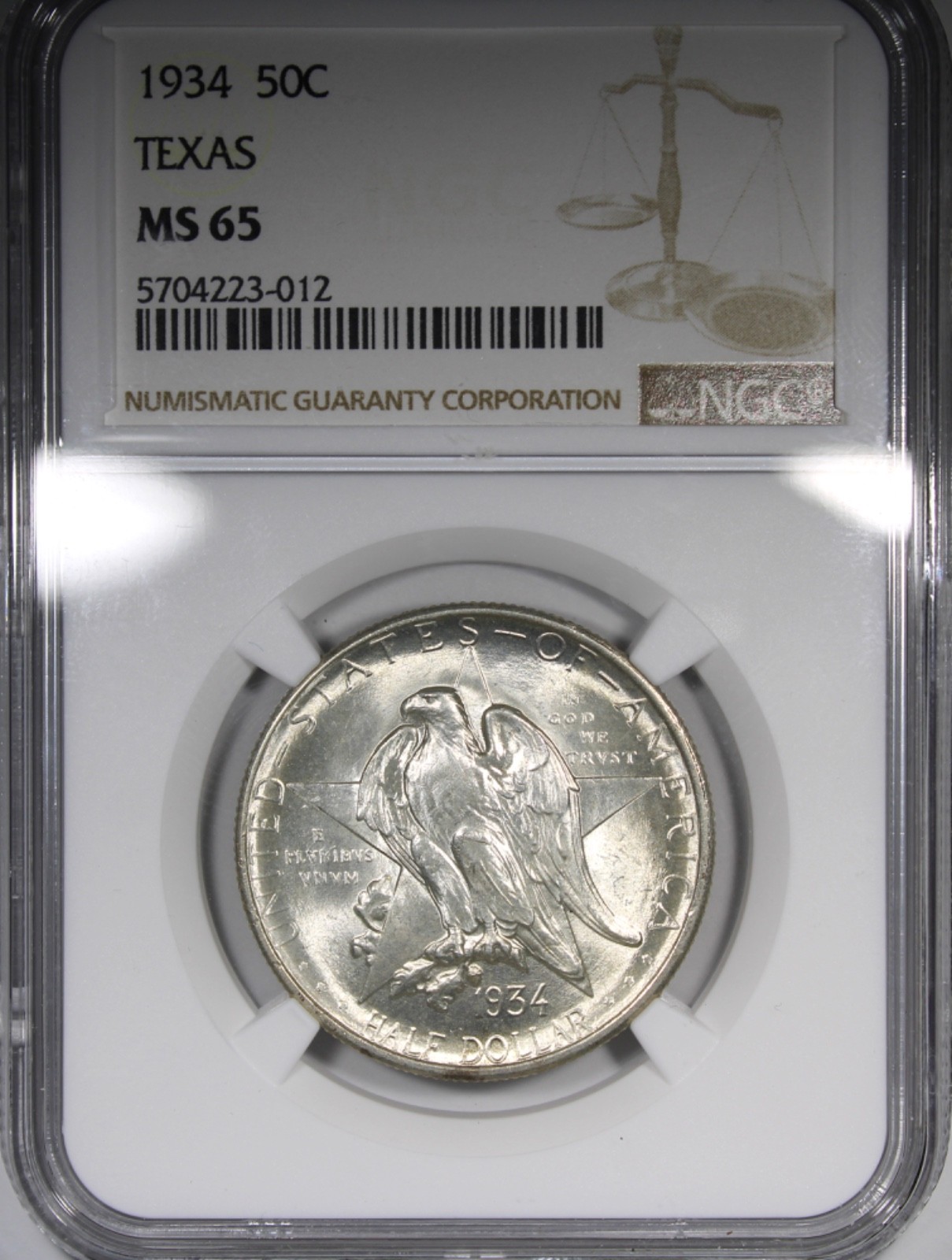 1934 Texas Commemorative Half Dollar NGC MS65 Flashy 50C