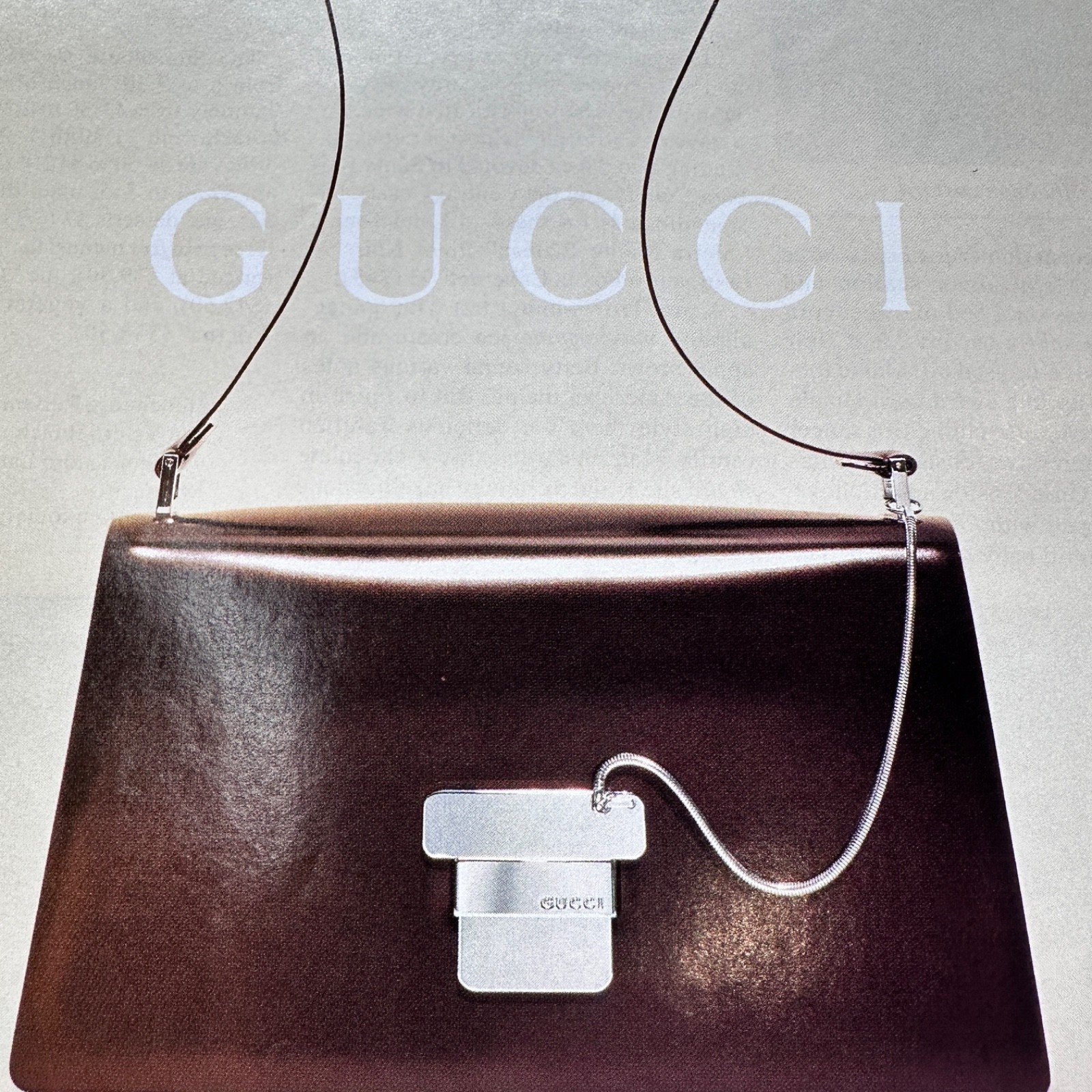 1996 Gucci Patent Leather Handbag Vintage Print Ad Tom Ford Era Advert Art
