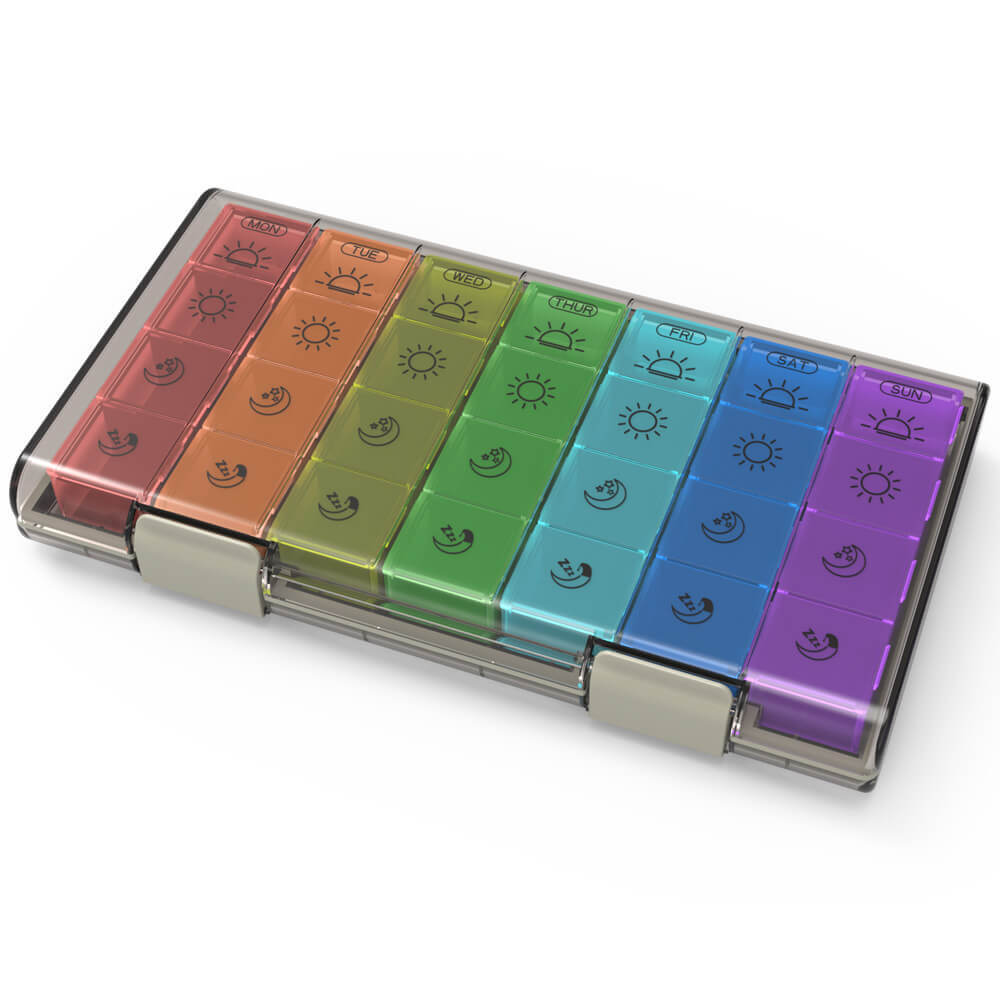 Large Weekly Pill Organizer Moisture-Proof 4 Times a Day 7 day Medicine Storage