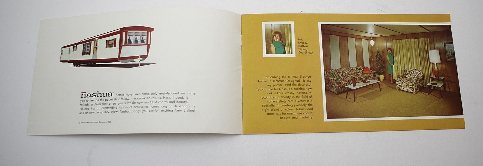 1966 Nashua Mobile Homes Color Ad Brochure Mid-Century Modern #8