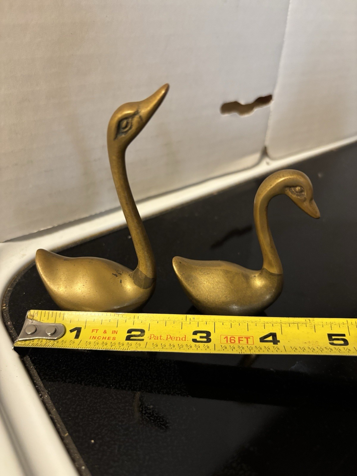 Vtg Brass Swan Figurines MCM Mid Century Modern Set Of 2