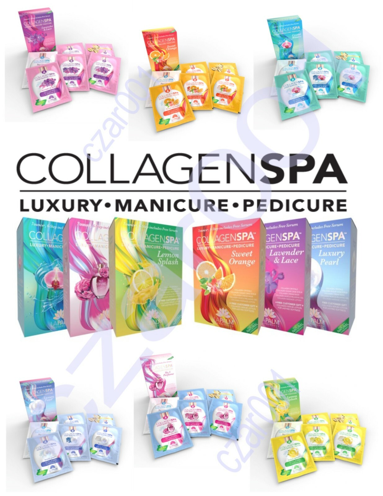 LA PALM Collagen Spa 6 Step Manicure/Pedicure Kit -Choose From 6 luxury SCENTS!