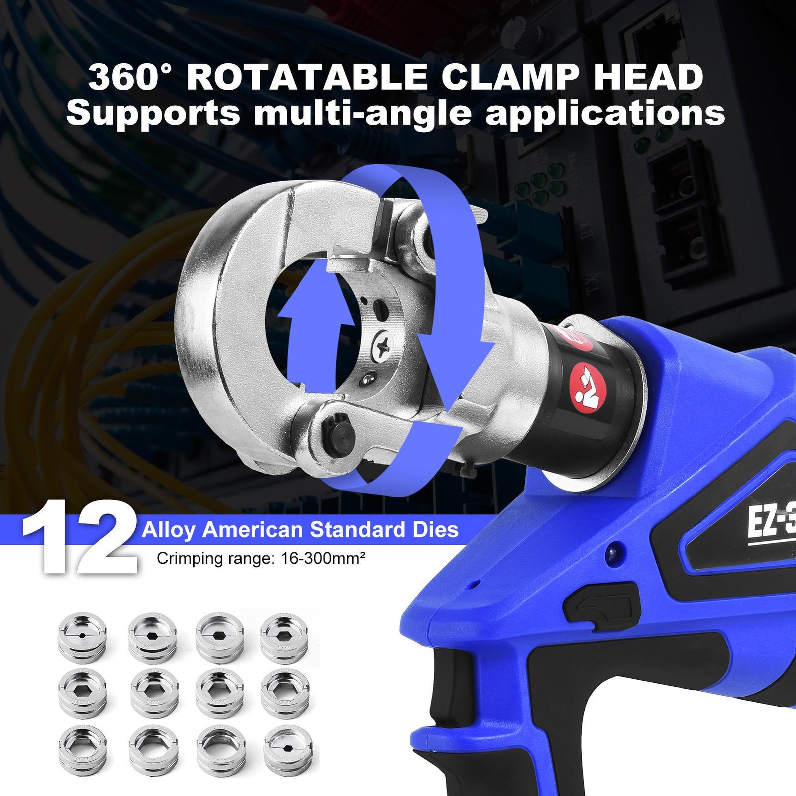 18V Cordless Electric Hydraulic Crimping Tool Electrician Cable Lug Crimper