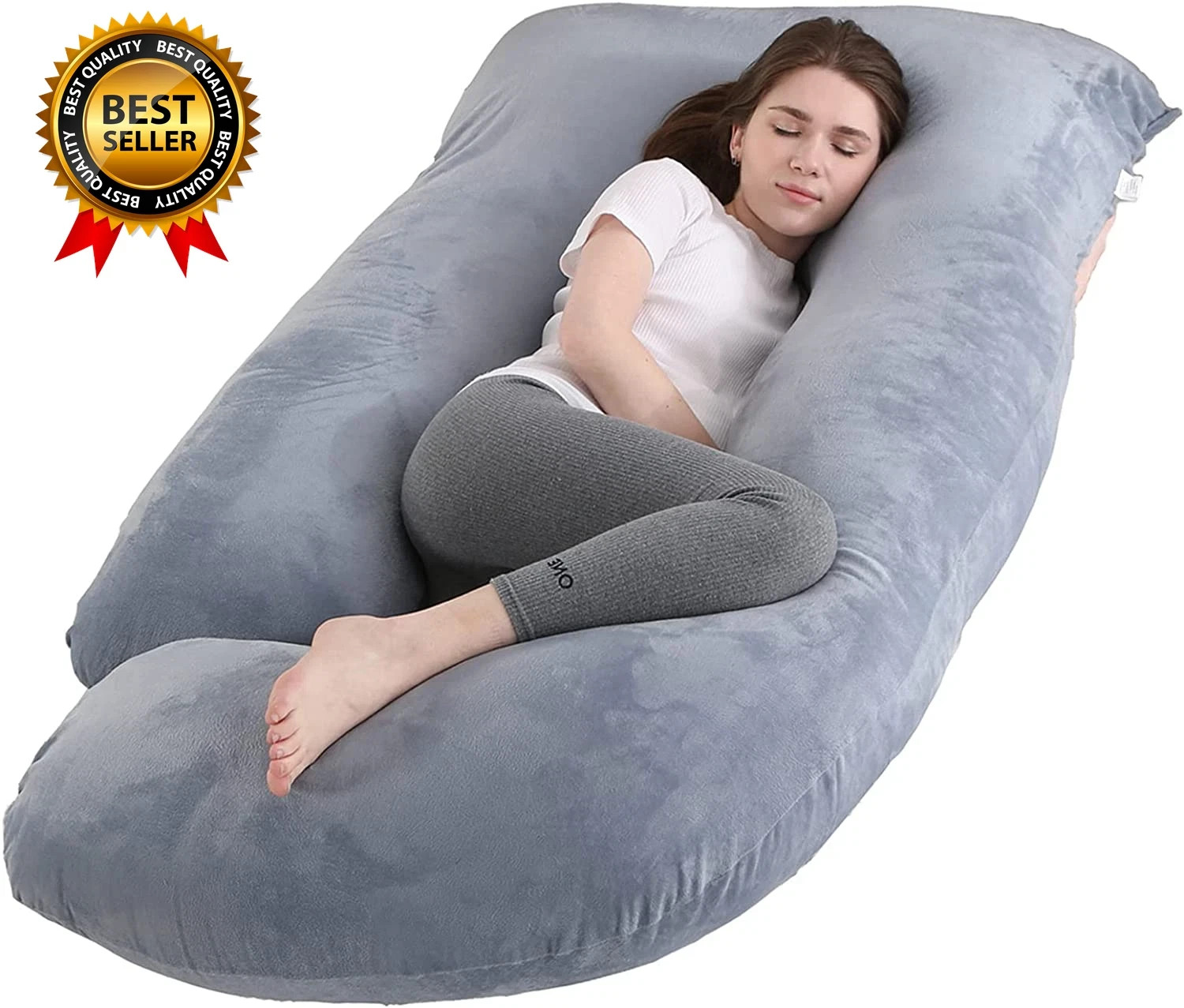 Pregnancy Pillow J-Shaped Full Body Pillow Memory Foam Body Tummy Support