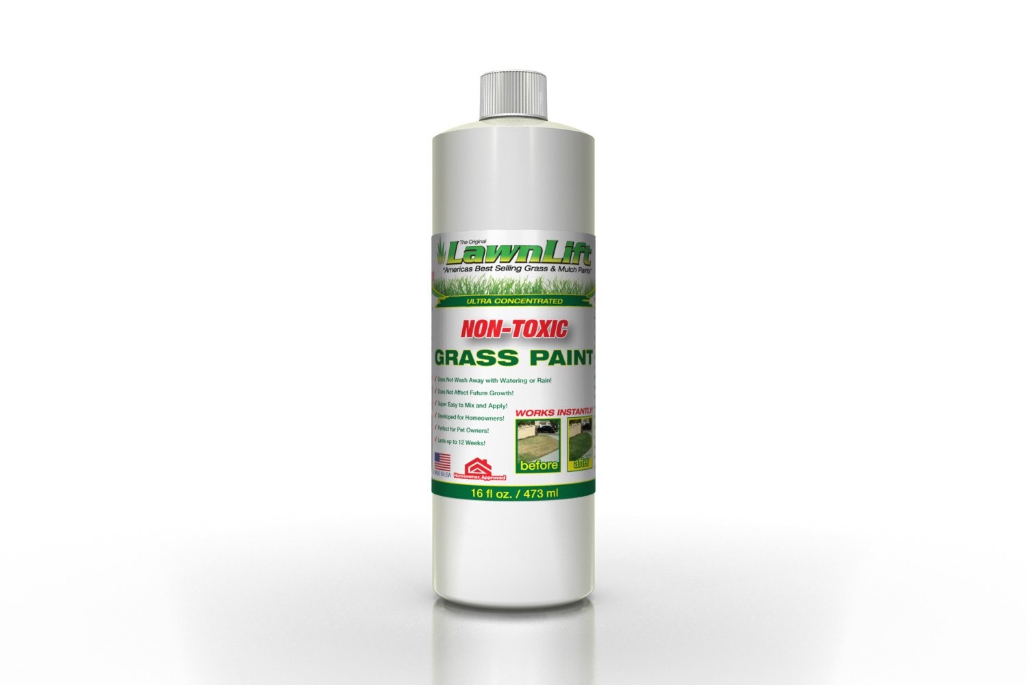 Ultra Concentrated (Green) Grass Paint 16oz. = 1.375 Gallons of Product.