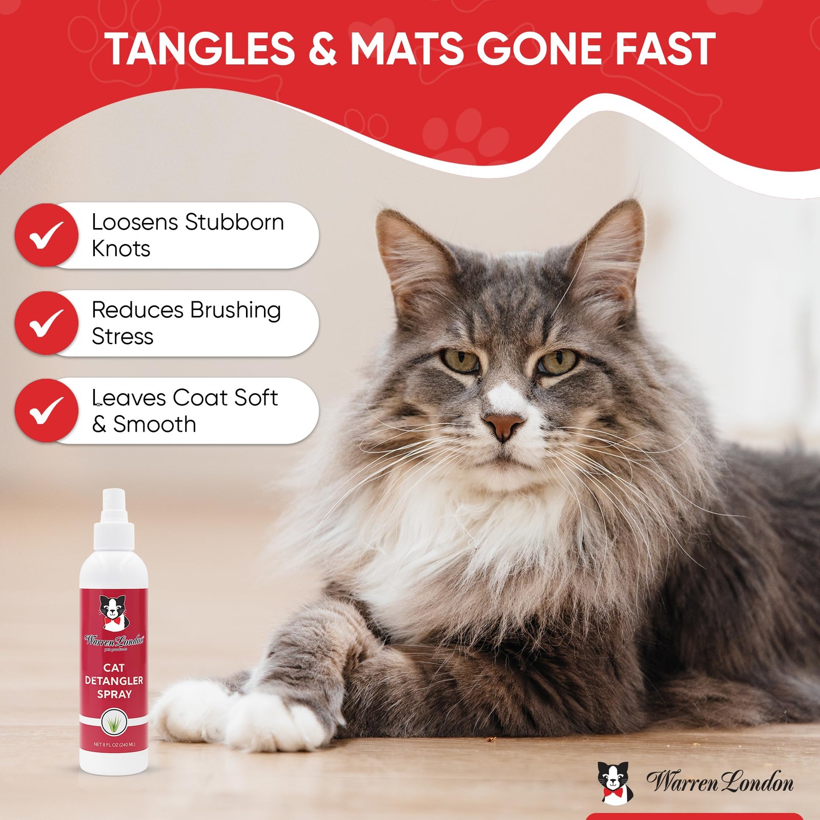 Cat Detangler Spray for Matted Hair | Leave in Conditioner Pet Detangling Spr...