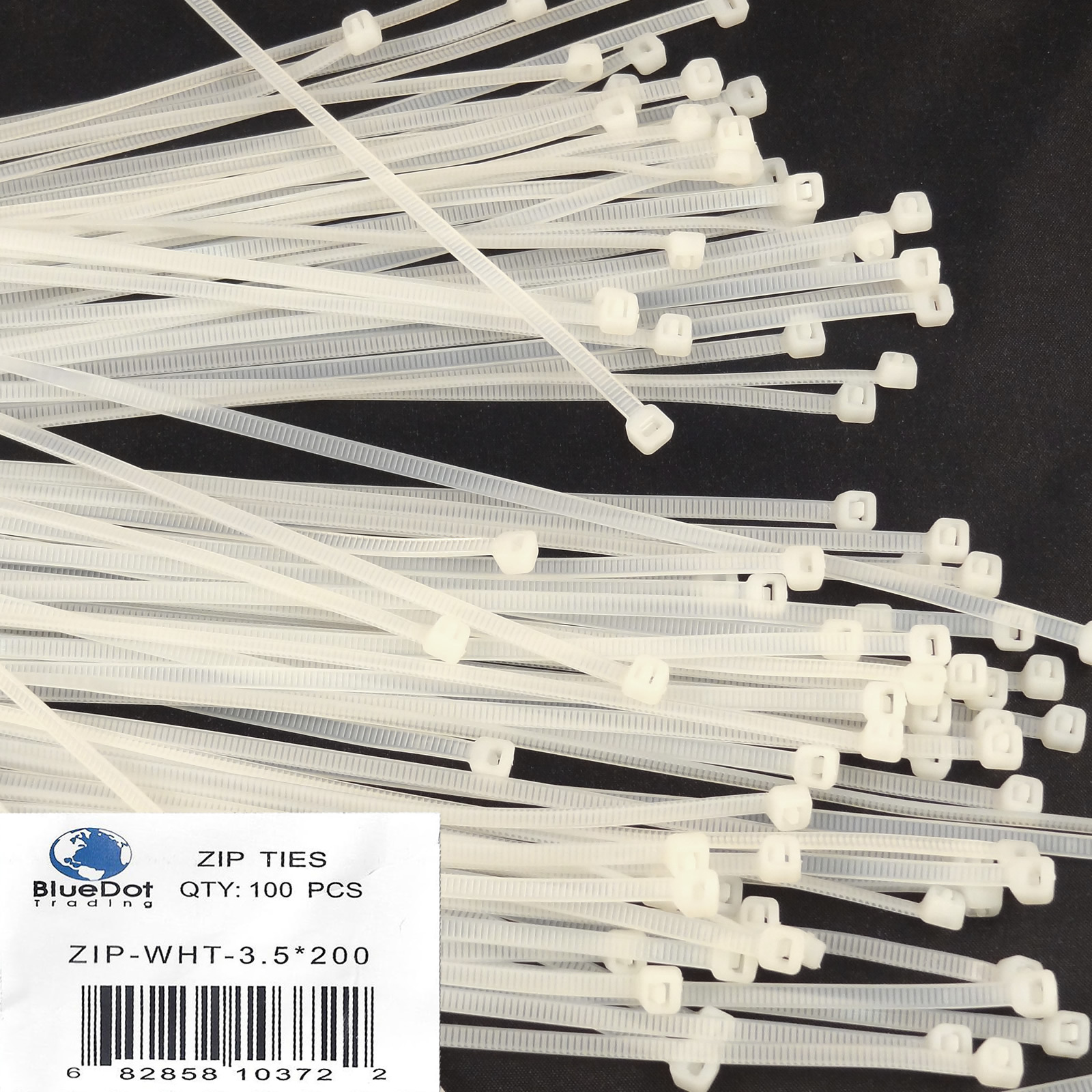 SHIPS FREE ~ 100 PACK 8 INCH NYLON ZIP CABLE TIES WIRE TIE WRAPS WHITE 40 LBS 8"