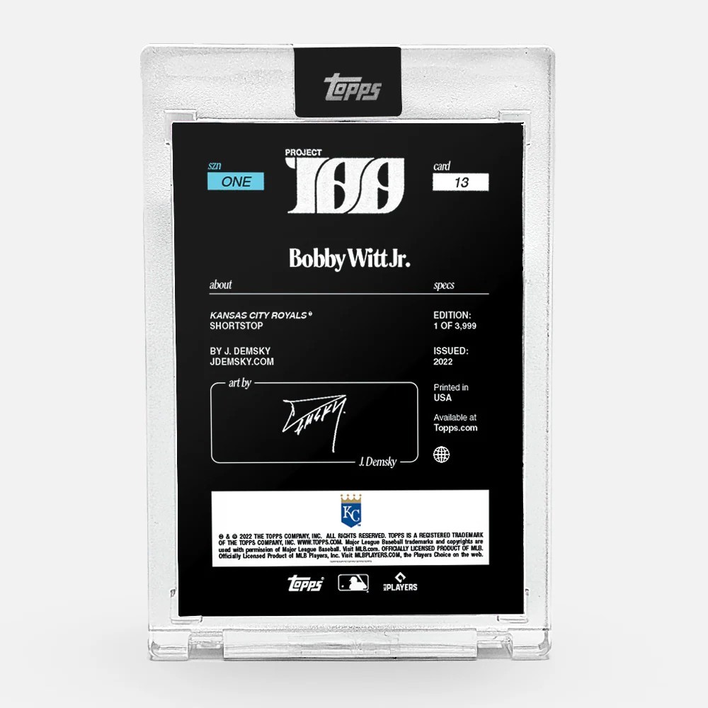 2022 Topps PROJECT 100 BOBBY WITT Jr. RC by J. Demsky SEALED card #13 LE /3999