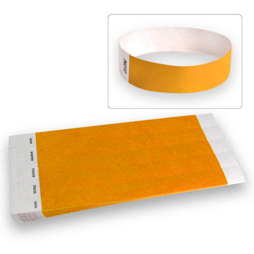 3/4" Tyvek Wristbands Neon Orange-100 Count