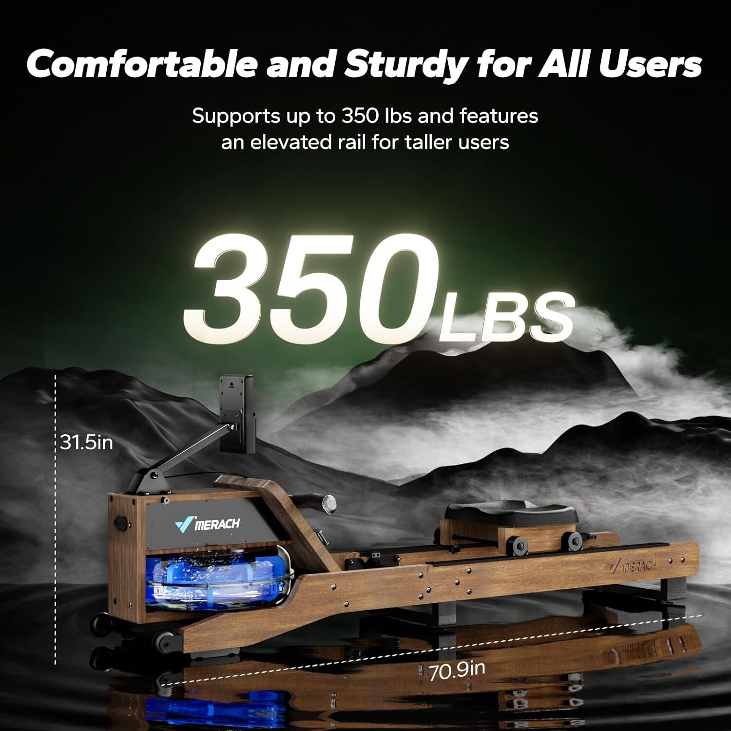 MERACH Oak Wood Water Rowing Machines for Home with 12 Enhanced Resistance Blade