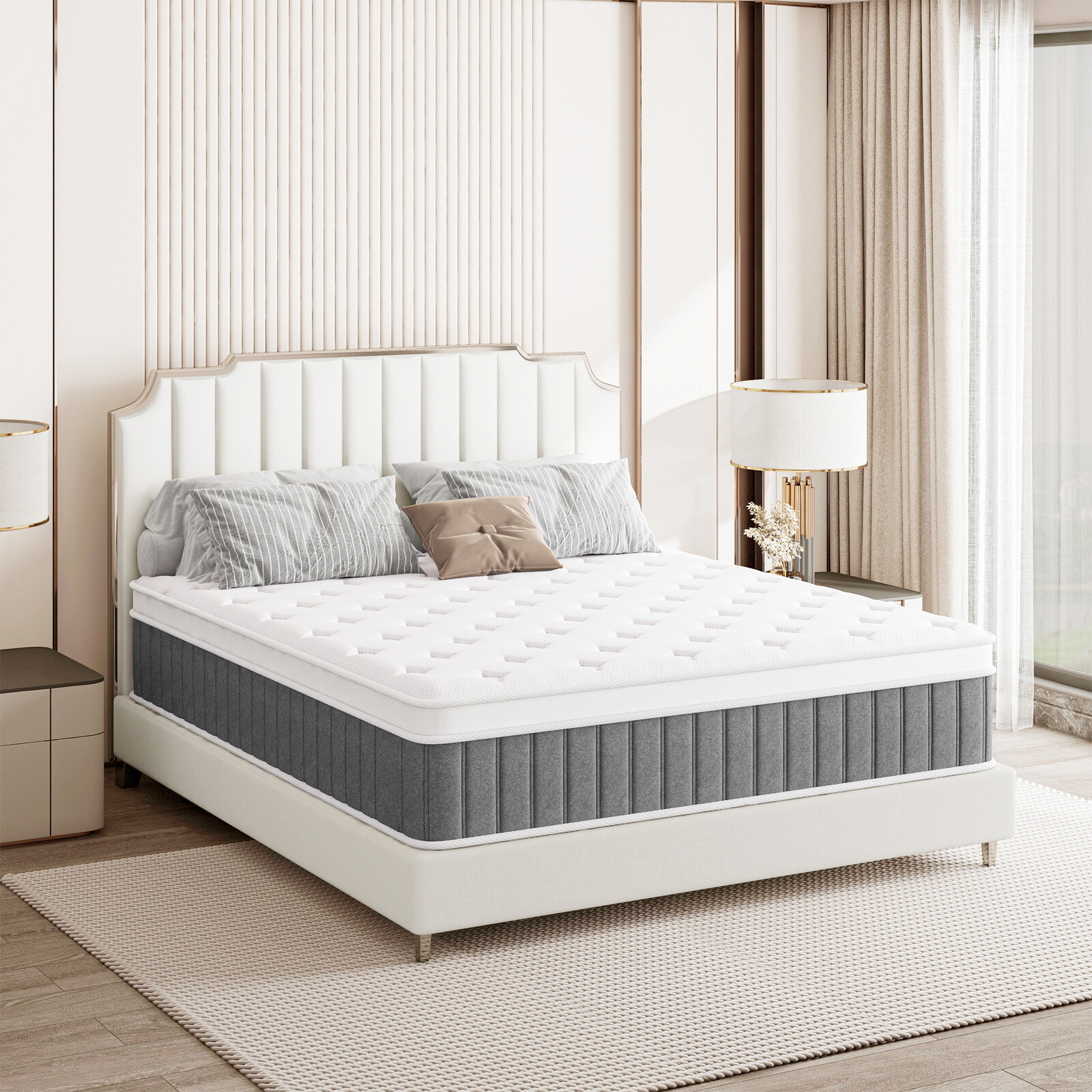 10" 12" 14" Hybrid Spring Gel Memory Queen Mattress Twin Full King Size In A Box