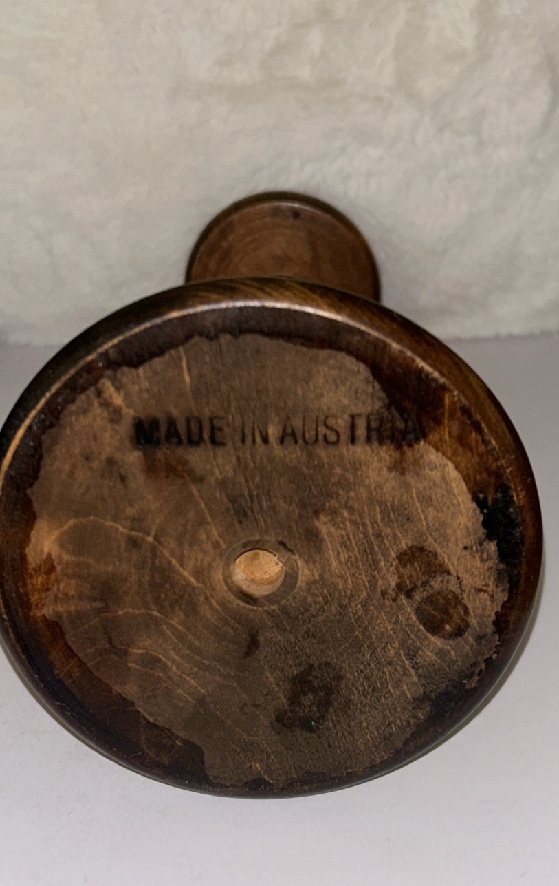 Vintage 9.5” Hat Wig Wood Stand Hand Carved Painted Austria