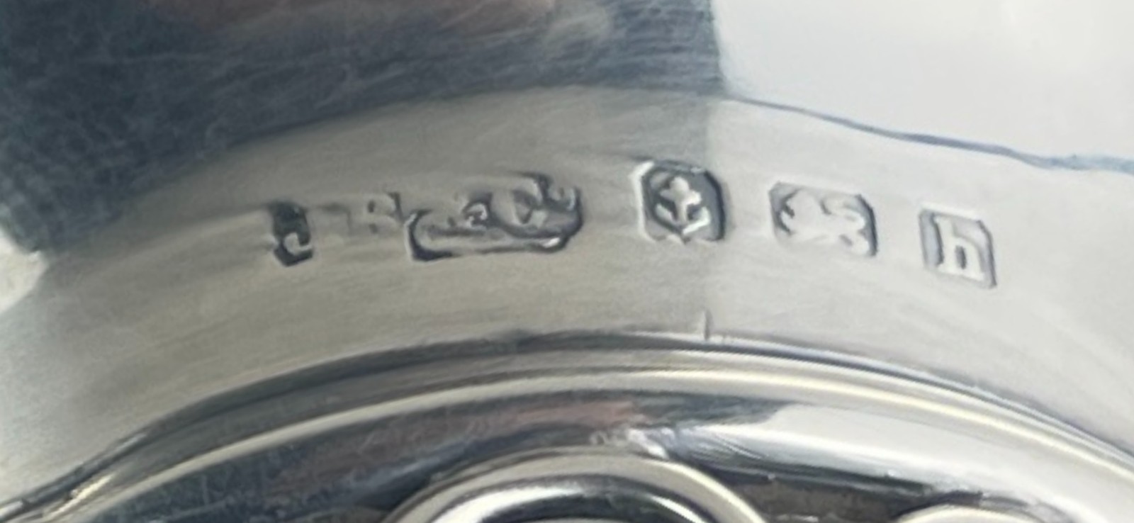 1907 J.B & Co. Birmingham Weighted Sterling Silver Vase with Glass Liner w/ Mono