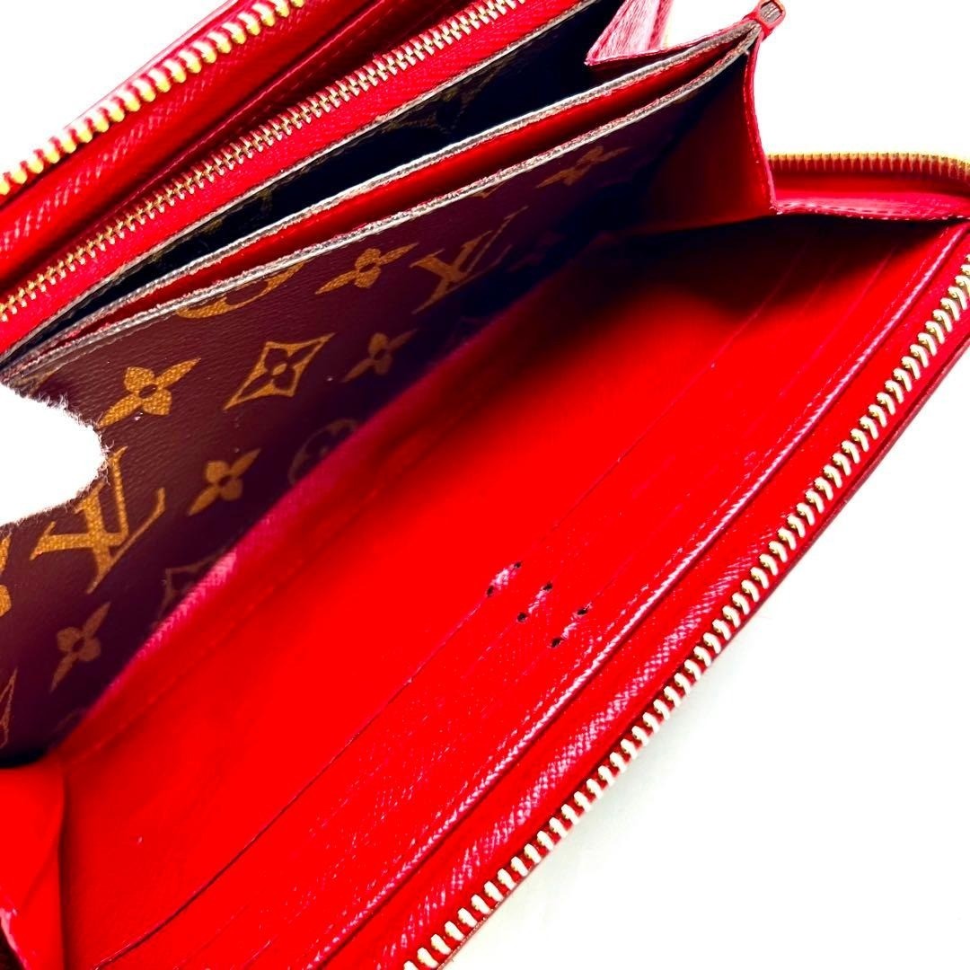 LOUIS VUITTON Monogram Retiro Round Zip Long Wallet Cerise Brown M61854