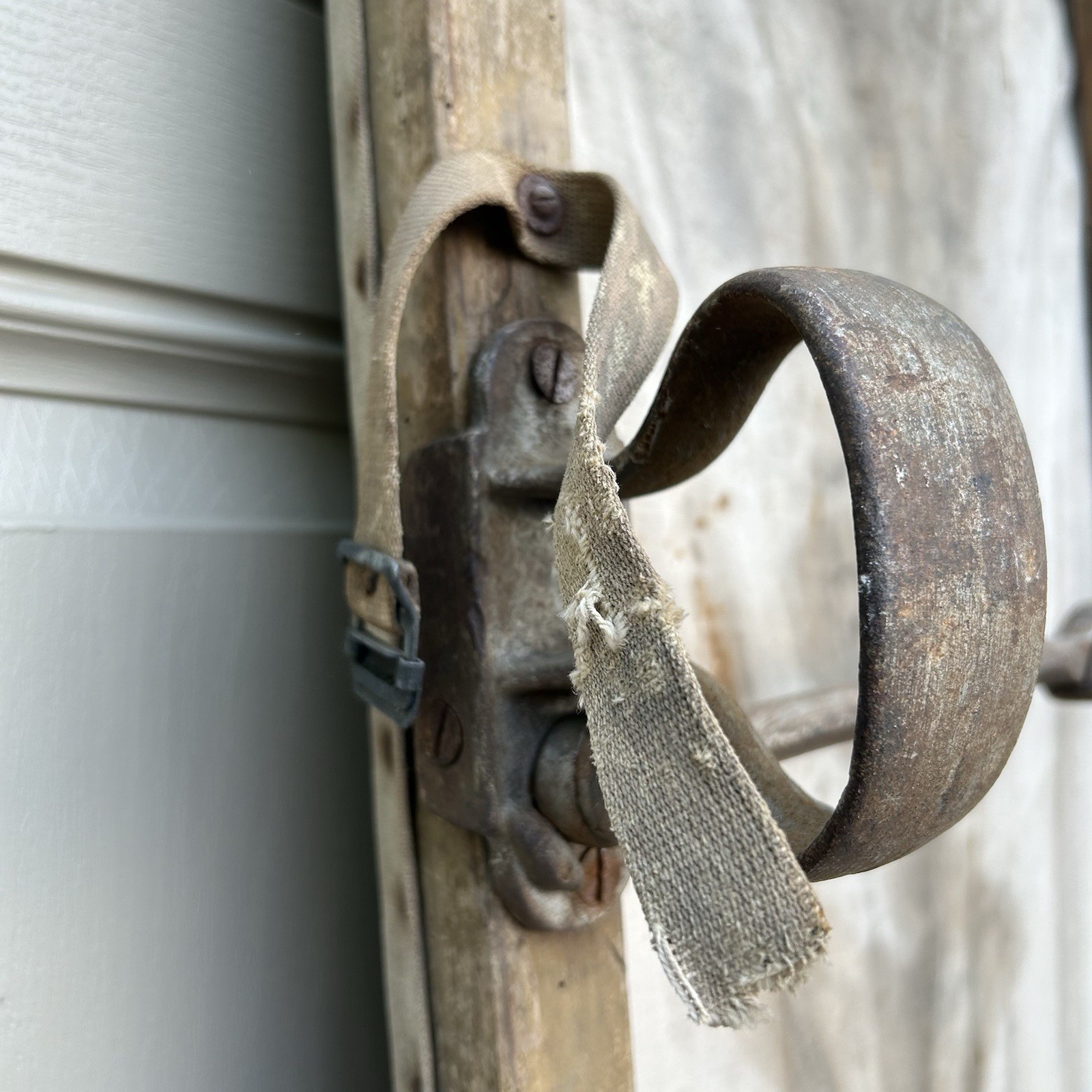Antique World War 1 Era Medic Stretcher Canvas Gurney Litter WWI Iron Loop Feet