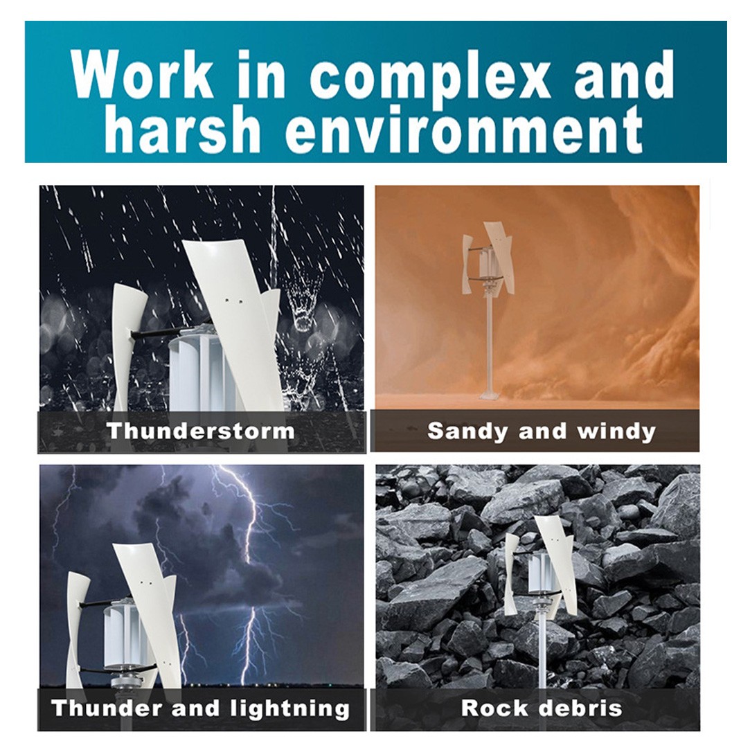 Vertical Axis Wind Turbine Generator 3000W Power Windmill MPPT Controller 48V DC