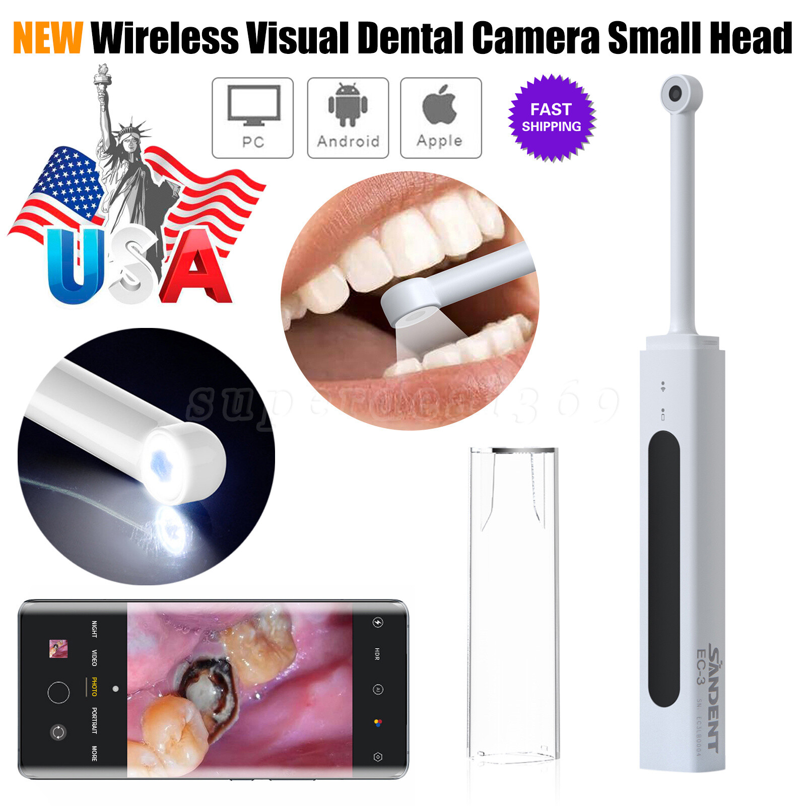 Wireless Oral Dental Intraoral Camera HD 1080p WIFI Endoscope Teeth Mirror ns