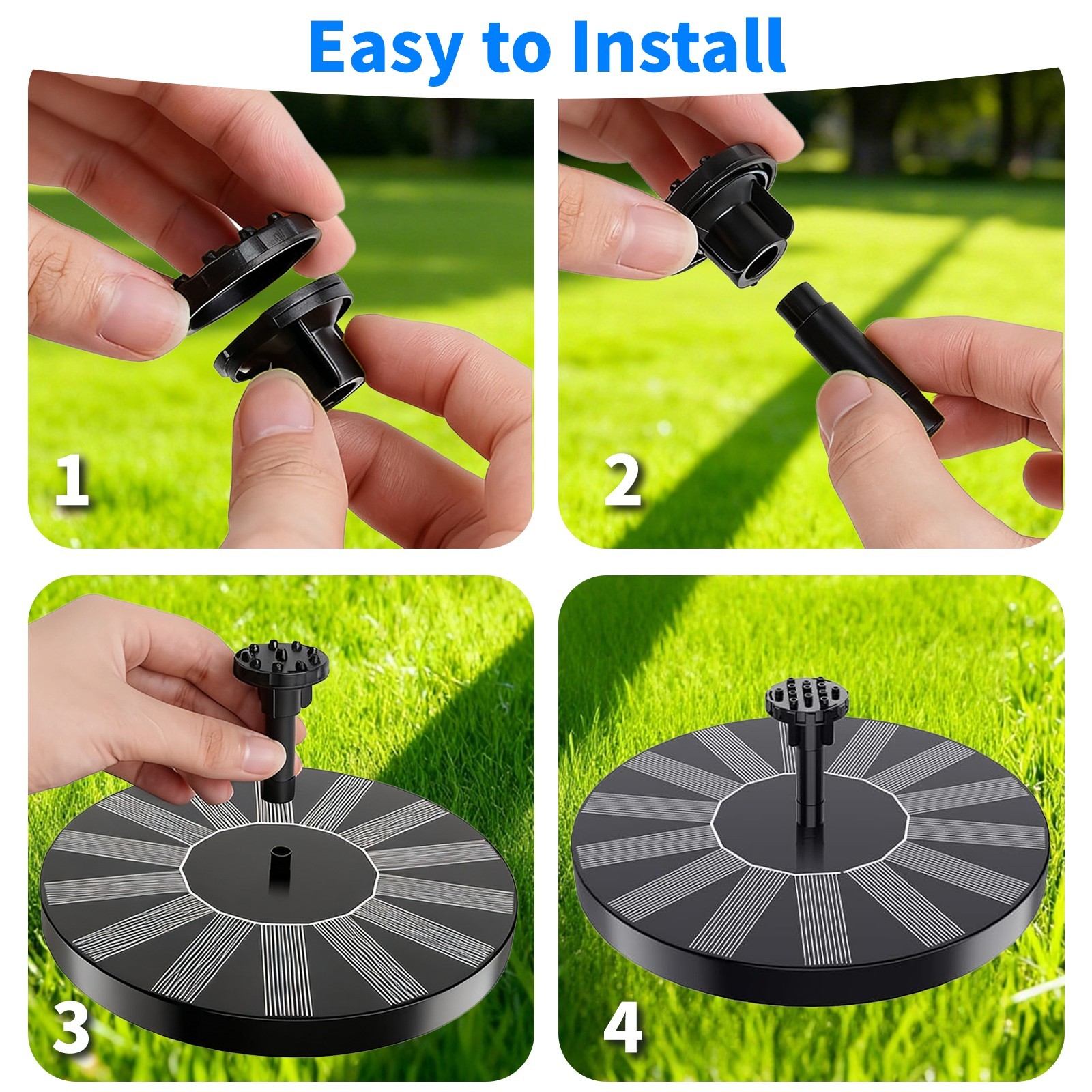 LED Solar Power Bird Bath Fountain Pump Upgrade 1.5W Solar Fountain Garden Decor