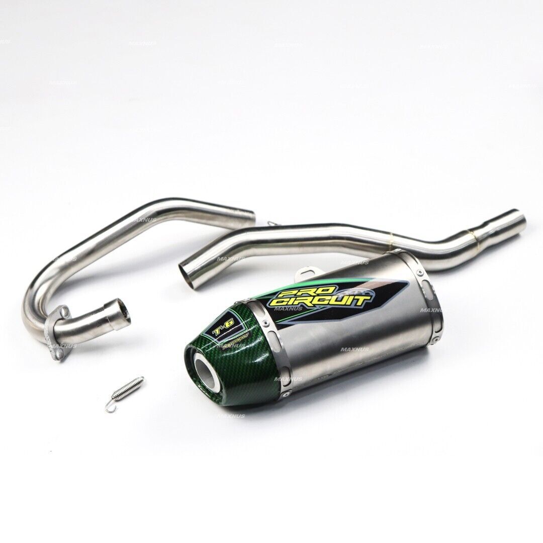 EXHAUST MUFFLER PIPE FULL SYSTEM CARBON GREEN FIT FOR KAWASAKI KLX110 KLX110L