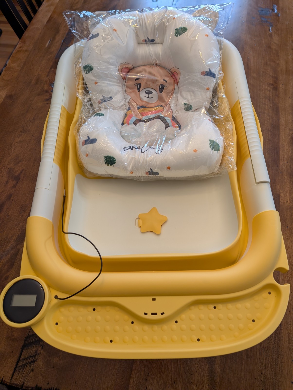 Collapsible Baby Bathtub Portable Foldable Thermometer Cushion for 0-36 Months