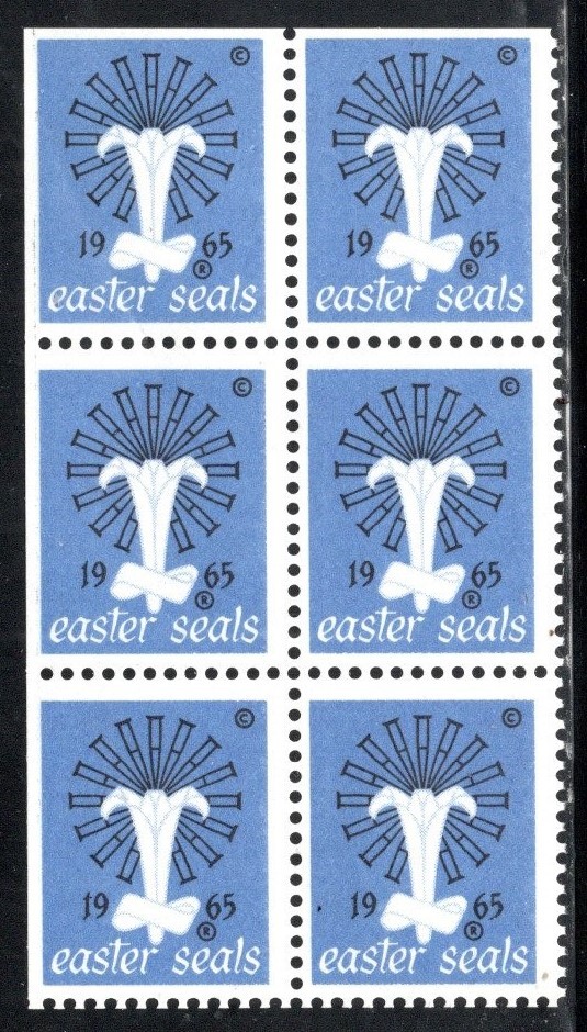 US Charity Stamp Easter Seals 1965, Help Crippled Children, Block of 6, MNH