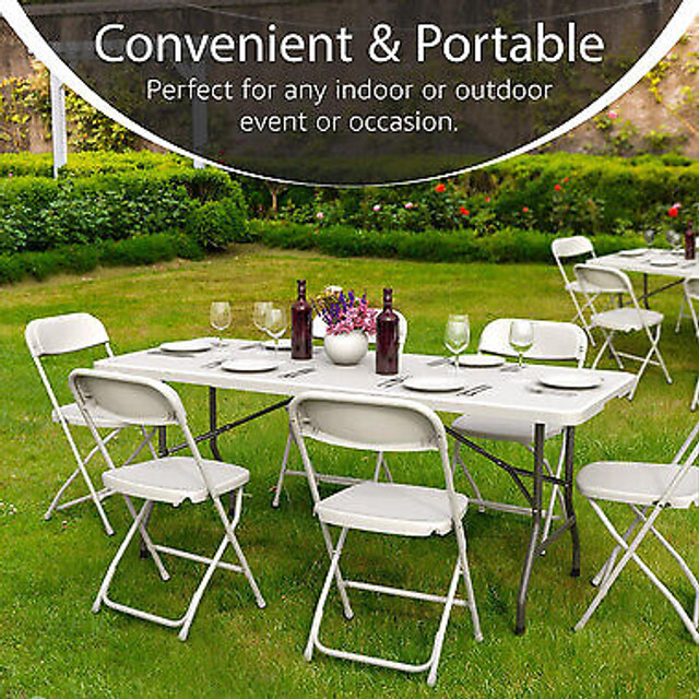Used 6-Ft Plastic Folding Table - Ideal for Indoor/Outdoor Dining & Party Use