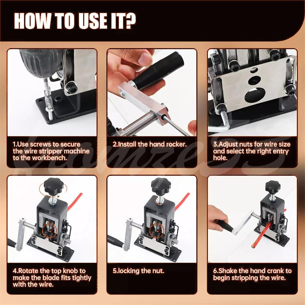 Manual Wire Stripping Machine Drill Powered Hand Crank Wire Stripper Tool 1-25MM