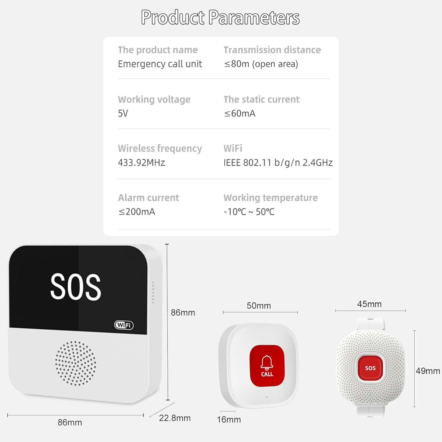 Wireless Caregiver Pager Life Alert System for Seniors No Monthly Fee, Wi-Fi APP