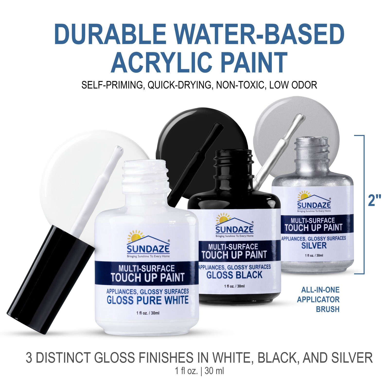 Sundaze Gloss Appliance Touch Up Paint Pen Kit Stove Fridge White Black Silver